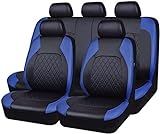 Auto Sitzbezüge Sets für Hyundai Tucson 3. Generation TL 2015 2016 2017 2018, Wasserdicht Vordersitze Rücksitzschoner Leicht Zu Reinigen Schutz Lederausstattung,A/9pcs Set Blue