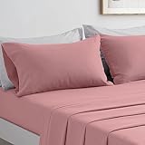 FARFALLAROSSA Komplettes Bettwäsche-Set für Doppelbetten, Bettlaken und Kissenbezüge, Mikrofaser, für Bett mit 180 cm, Rosa Dunkel