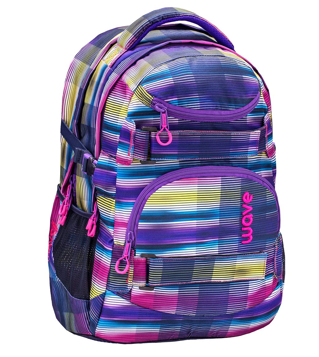 Wave Infinity Lila Schulrucksack mit Laptopfach Tabletfach/Brustgurt Hüftgurt / 43 x 31 x 22 cm / 30 Liter/Mädchen/Rucksack Daypack (338-72/A Colorful)