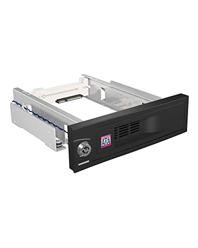 Icy Box IB-168SK-B Wechselrahmen für 1x 3,5" (8,9 cm) SATA Festplatte für 1x 5,25" Schacht, trägerlos, SATA III, Schloss, schwarz