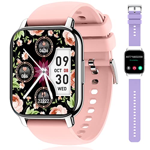 Popglory Smartwatch, 1.85 Zoll Touch-Farbdisplay mit Bluetooth Anrufe ,Fitnessuhr mit Blutsauerstoff Blutdruckmessung Herzfrequenz, Schrittzähler für Damen Herren