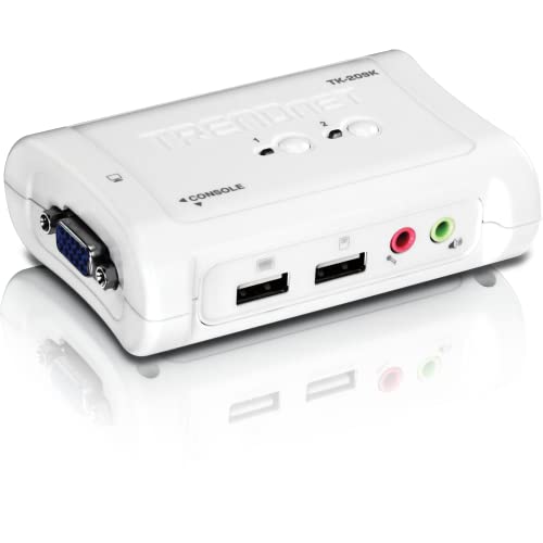 TRENDnet TK-409K 4-Port USB KVM Switch und Kabel Kit mit Audio (Verwalten von 4 Computern, USB Switch, Windows/Linux, Auto-Scan, VGA/SVGA HDB, 15-Pin)