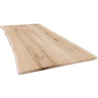 Tischplatte Live Edge Eiche massiv mit Waldkante 200 x 90 cm 38 mm