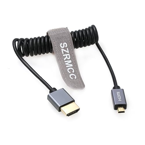 SZRMCC HDMI Kabel 8K 2.1 Micro HDMI auf HDMI Spiralkabel High Speed Micro HDMI Male Extender Kabel für GoPro Hero 7 Sony A6000 A7III Nikon B500 Yoga 3