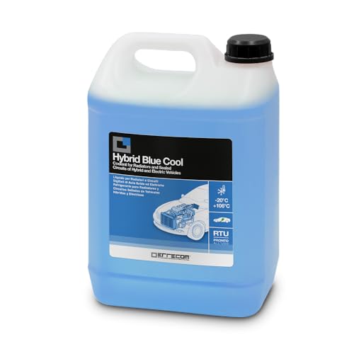 ERRECOM Hybrid Blue Cool, Kühlerflüssigkeit für Hybrid- und Elektrofahrzeuge -20°C/+106°C, Frostschutzmittel mit Oat-Inhibitor-Paket mit Phosphaten, gebrauchsfertig, 5 Liter