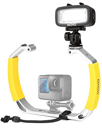 Movo DiveRig2 XL Taucher-Rig Bundle mit wasserdichtem LED-Licht – kompatibel mit GoPro HERO, HERO5, HERO6, HERO7, HERO9, HERO10 und wasserdichter Action-Cam – Scuba-Zubehör für Unterwasserkamera
