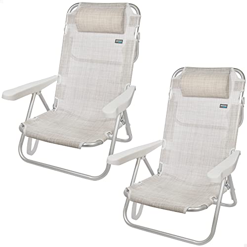 AKTIVE 62254 - Set mit 2 Stühlen, Aluminium, 5pos 60 x 47 x 83 cm, mit Kissen und Griff, Ibiza
