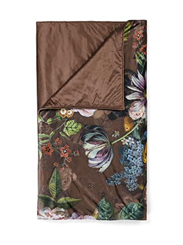 ESSENZA Quilt Giselle Blumen Pfingstrosen Tulpen Polyester Chocolate, 180x265 cm