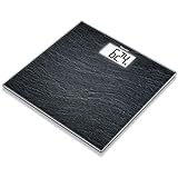 Beurer GS 10 Black digitale Waage, mit LCD Anzeige, Überlastungsanzeige, Abschaltautomatik, flaches und schickes schwarzes Design aus Glas