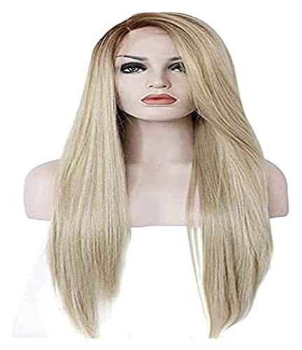 Perücken Lange Blonde Perücke Für Frauen Mittelteil, 27 Zoll Gerade Halloween-Perücken, Faserperücken, Haarersatzperücke Perücke