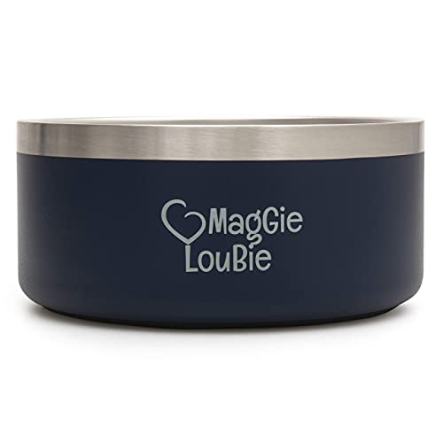 MagGie LouBie Große Edelstahl-Schüssel, rutschfest, für Futter oder Wasser, komplett mit Silikon-Flieger (Marineblau)