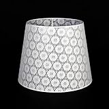 Großer Lampenschirm Weiß aus Häkel-Spitze für Stehleuchte E27 Ø38cm konischer Stoff Schirm Stehlampe