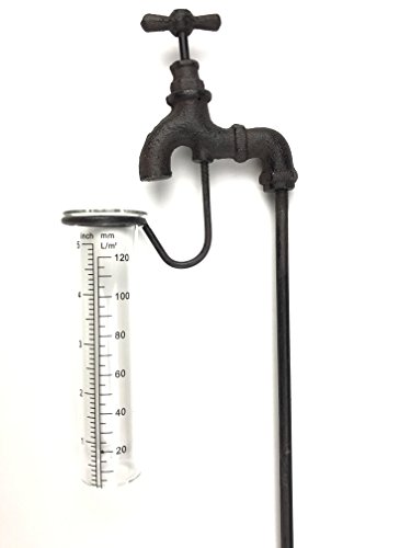 Crispe home & garden Regenmesser - Wasserhahn-Look - Höhe 84 cm - aus Gusseisen - Außergewöhnliche Dekoration für Haus und Garten