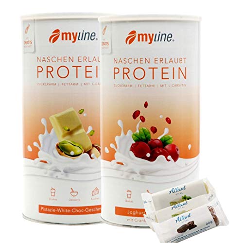 Myline Doppelpack Protein Eiweißshake + 3 Proteinriegel (Pistazie- Cranberry)