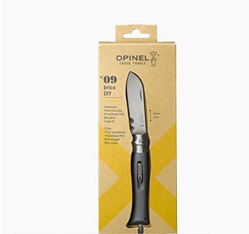 Opinel N° 09 Messerwerkzeug aus Glasfaserverstärkten Polyamiden und Edelstahl in der Farbe Grau mit einer Klingenlänge von 8cm, 2543279