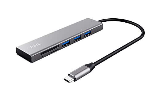 Trust Halyx Schneller USB-C-Hub und Kartenlesegerät, USB 3.2 Gen 1, SD- und Mikro-SD-Kartenlesegerät 104 Mbit/s, (Mikro) SD, SDHC und SDXC bis zu 2 TB, PC, MacBook, Chromebook, Laptop