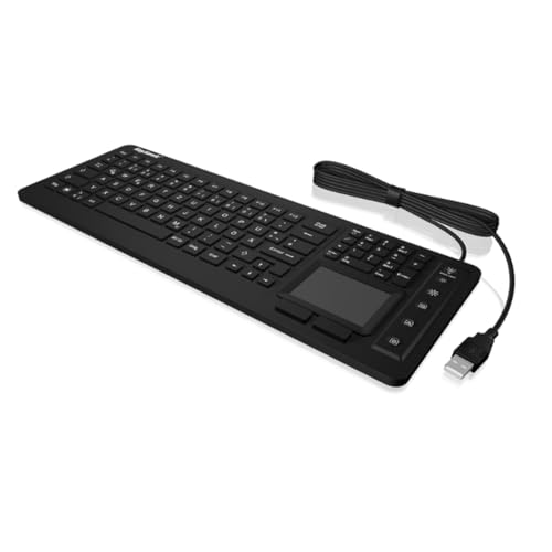 Keysonic KSK-6231 INEL (US) USB-Tastatur US-Englisch, QWERTY, Windows® Schwarz Silikonmembran, Wasserdicht (IPX7), Beleuchtet, Integriertes Touchpad, Maustasten