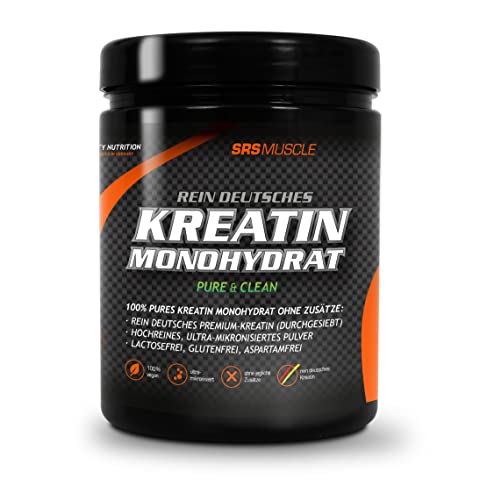 SRS Muscle - Kreatin Monohydrat, 500 g, Neutral | 100% pur | einzig rein deutsches Premium-Kreatin (durchgesiebt) | 100% vegan | deutsche Premiumqualität