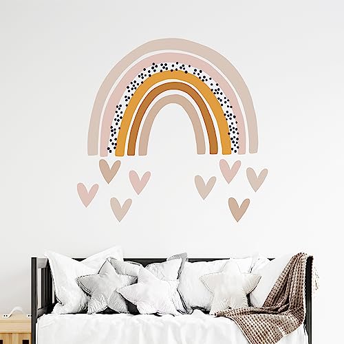 KIDSMOOD Wandsticker für Kinderzimmer, Wandaufkleber als Dekoration für Babyzimmer, Selbstklebender Wandtattoo mit Regenbogen Motiv - 60x44 cm