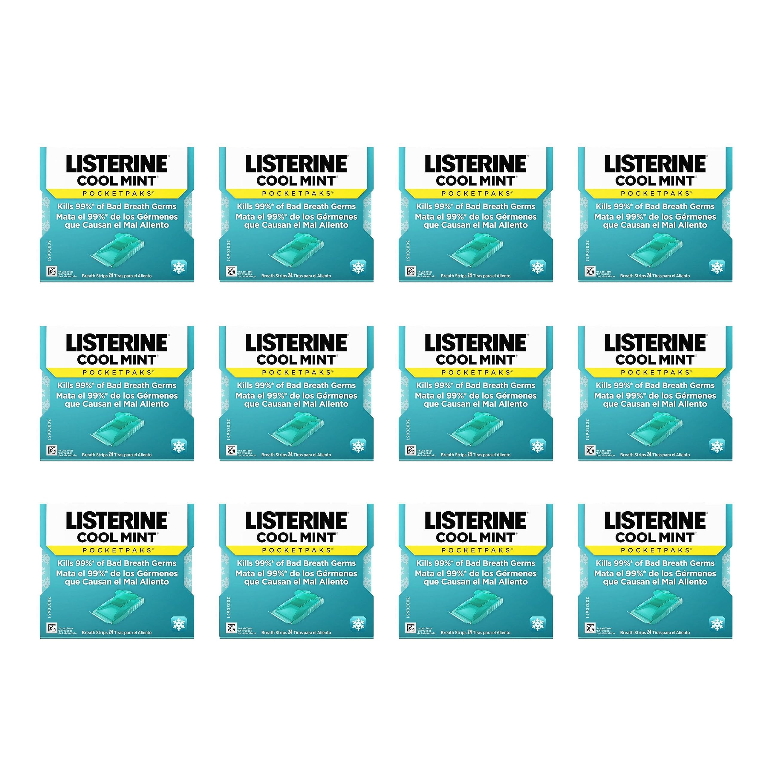 Listerine Pocketpaks Atem Strips Cool Mint 24 Stück (12er-Pack)