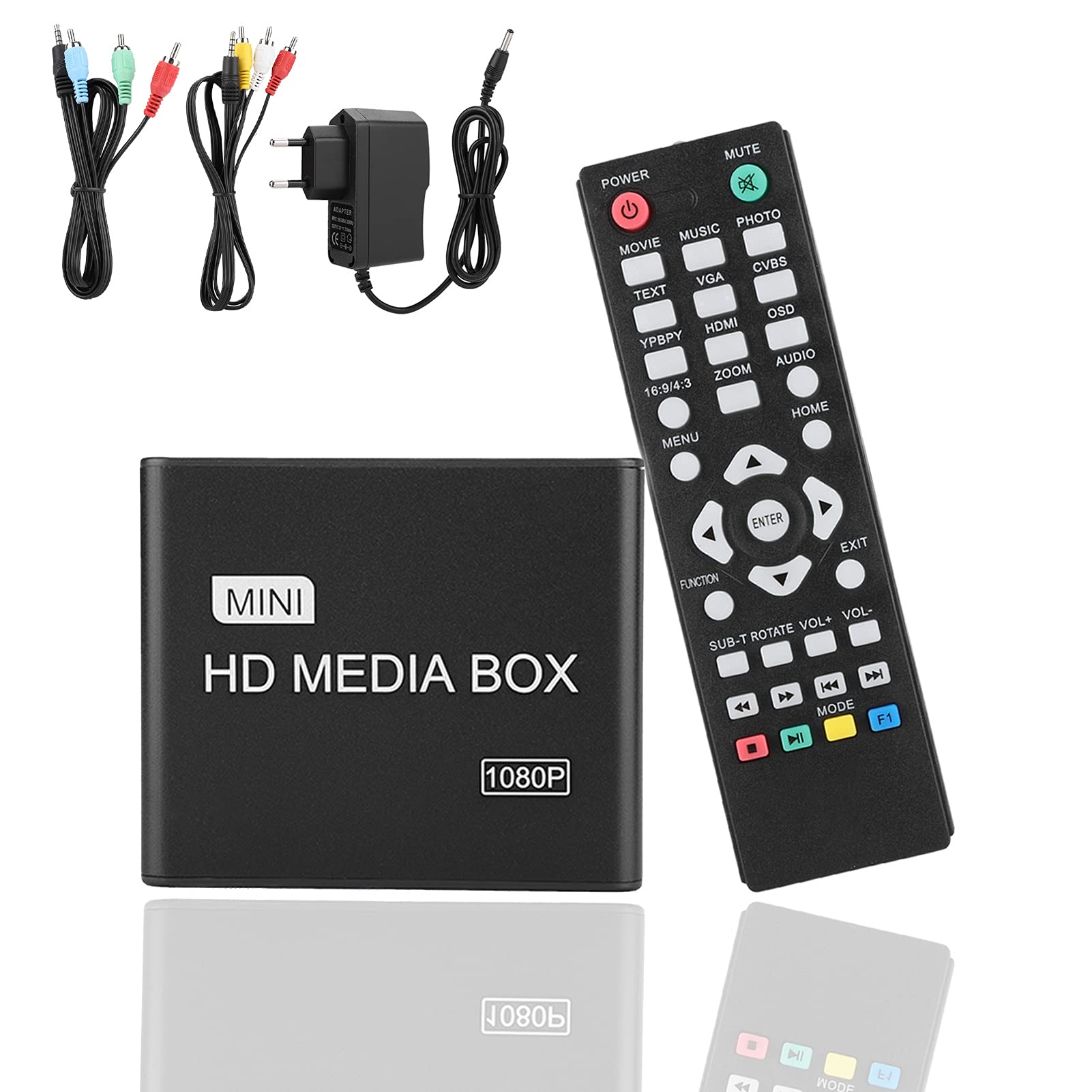 Garsent HDMI Media Player, 1080 P Full HD -Videoplayer für Digitale Medien Unterstützung SD/MMC-Karte, U-Disk, Festplatte Streaming-Geräte für Multi-Output-Medien.(eu)