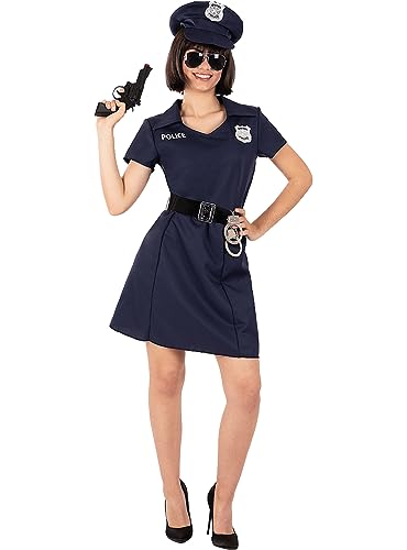 Funidelia | Polizist Kostüm für Damen Polizist, Agent, FBI, Berufe - Kostüm für Erwachsene & Verkleidung für Partys, Karneval & Halloween - Größe M - Blau