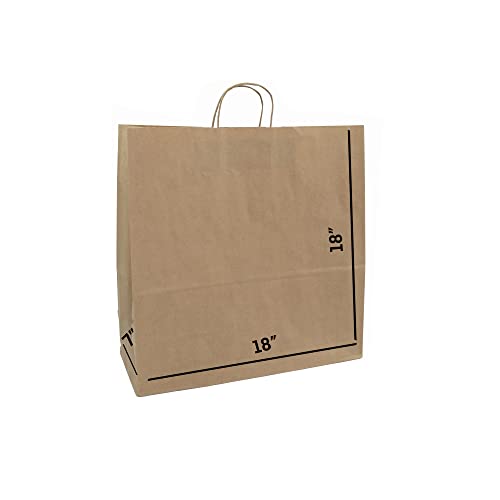 JET PAPER BAGS Geschenktüten aus Kraftpapier, 45.7x17.8x45.7 cm, mit gedrehten Griffen, ideal für Heimwerker, Business, Mitnehmen, Lebensmittel, Hochzeit und Merchandise Recycelbare B ags (braun, 50)