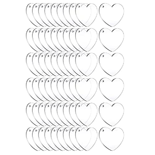 Acryl-Herzen, 30/60 Stück, transparent, Herzform, Acryl, Schlüsselring, mit Loch, für Geburtstagspartys, Bastelarbeiten, Acryl-Herzanhänger