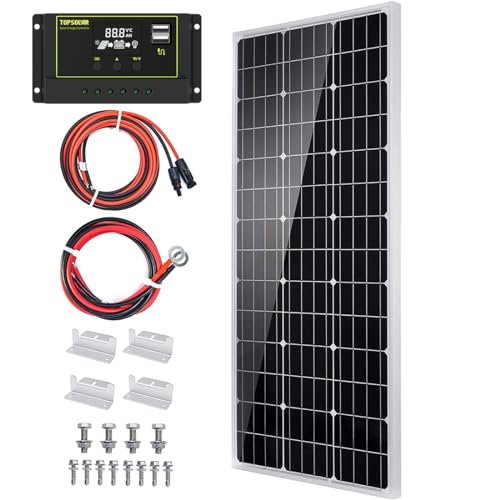 100W 12V Solarpanel Solarmodul Solarpanel-Set 100 Watt 12 Volt Monokristallines Off-Gitter-System für Wohnmobil, Boot mit 20A Solarladegerät Laderegler Solar-Laderegler
