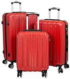 Trendyshop365 Koffer-Set 3-teilig Hartschale Dallas 4 Räder Zahlenschloss Rot