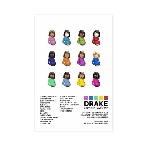 OffsuM Drake zertifiziertes Album auf Leinwand, Poster, Wandkunst, Dekor, Bild, Gemälde für Wohnzimmer, Schlafzimmer, Dekoration, ungerahmt, 40 x 60 cm