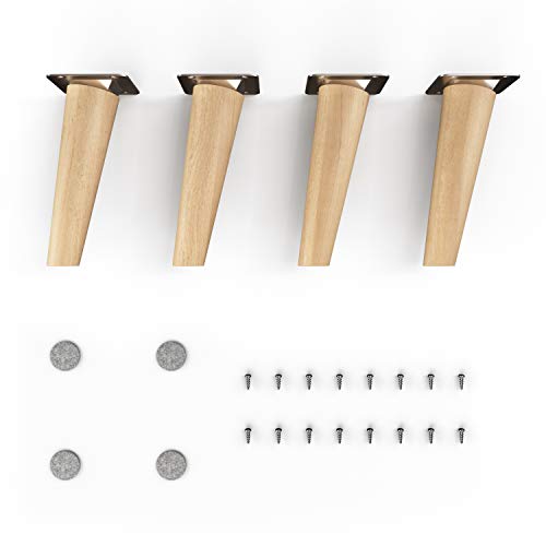 sossai® Holz-Möbelfüsse - Clif | Öl-Finish | Höhe: 15 cm | HMF2 | rund, konisch (schräge Ausführung) | Material: Massivholz (Buche) | für Stühle, Tische, Schränke etc.