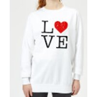 Love Heart TextuRot Frauen Pullover - Weiß - L - Weiß
