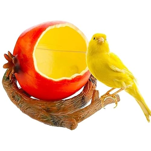 1 lustiger Futterspender in Obstform for Vögel, Papageien, Orange, Granatapfel, Futter, Wasser, Futternapf, Behälter, Tiernahrungsspender (Color : Pomegranate)
