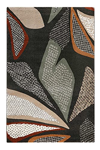 Esprit Home Teppich - Läufer, weicher moderner Kurzflor Teppich perfekt geeignet für das Wohnzimmer und Schlafzimmer, sehr pflegeleicht, Hazel (80x 150 cm, Anthrazit Bunt)