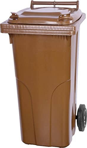 PROREGAL 2-Rad-Mülltonne MGB | HDPE-Kunststoff | HxBxT 94,5x48x54cm | Fassungsvermögen 120 Liter | Braun | Mülltonne, Müllgroßbehälter, Mülleimer, Abfalltonne, Müllbehälter, Universaltonne