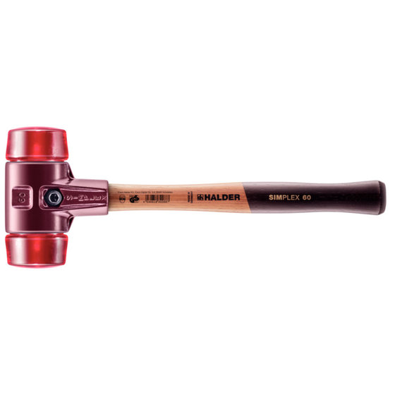 HALDER - SIMPLEX-Schonhammer, Plastik, mit Tempergussgehäuse und hochwertigem Holzstiel | D=60 mm | 3006.060