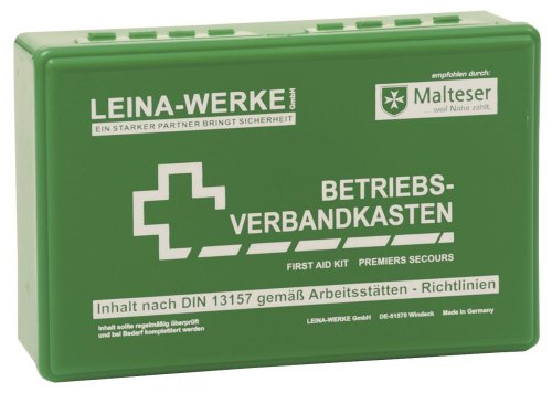 LEINA-WERKE 20001 Betriebsverbandkasten Klein DIN 13157, mit Wandhalterung, Grün, 10 Stück
