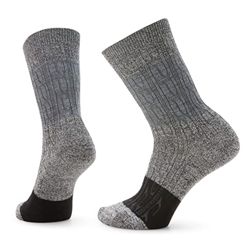 Smartwool Unisex-Adult Everyday Color Block Cable Crew Socks, Charcoal, M
