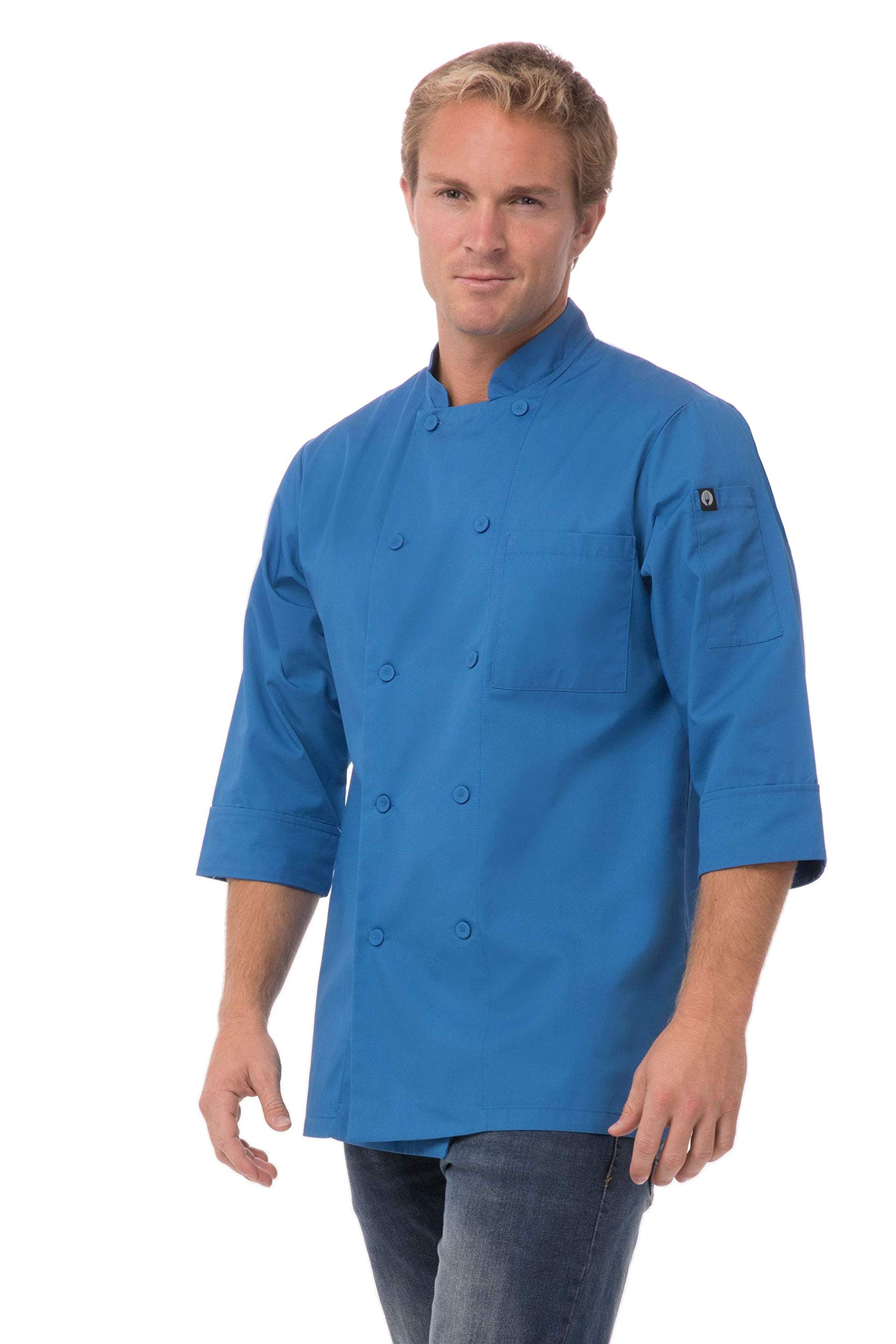 Chef Works Herren Marokko Kochmantel Kochjacke, blau, X-Large