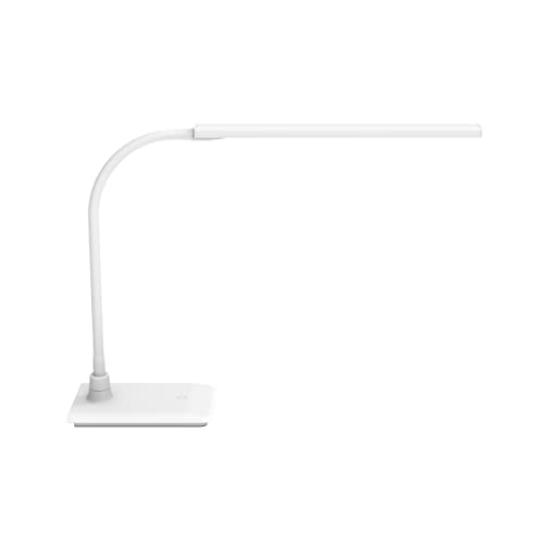 Maul LED Tischleuchte MAULpirro | dimmbare Standleuchte für Schreibtisch und Arbeitsplatz | Arbeitsplatzleuchte mit 4-Stufen-Dimmer | Schreibtischlampe mit 3000K Farbtemperatur | Weiß