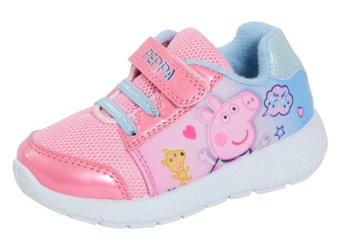 Peppa Pig Mädchen Turnschuhe Glitzer Sport Sneakers Casual Sommer Schuhe, rosa, blau, 27 EU