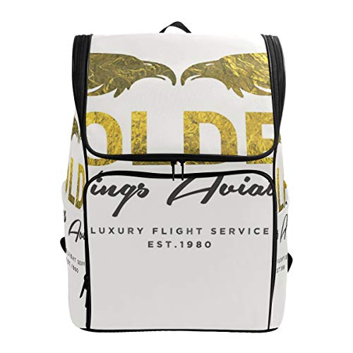 FANTAZIO Rucksack mit goldenen Flügel-Logo, Laptop, Outdoor-Rucksack, Reisen, Wandern, Camping, Freizeit-Rucksack, groß