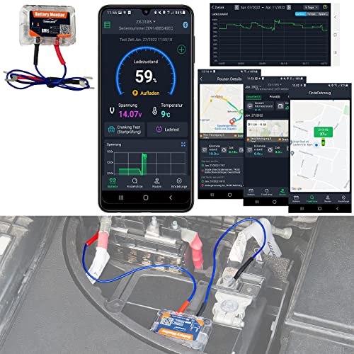 Lescars Autobatteriewächter: Kfz-Batterie-Wächter mit Standort-Suche, Bluetooth, App, 12V, IPX7 (Batteriewächter mit Carfinder)