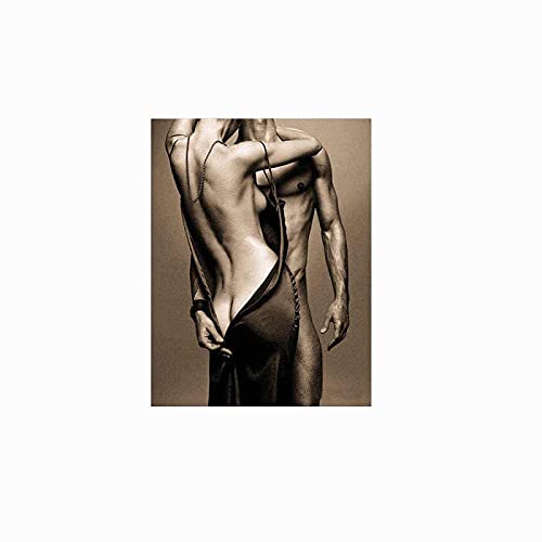HONGC Sexy Poster Körper Gemälde Nackt Mann Frau Gemälde Bild Akt Frauen Gemälde Leinwand Kunstdrucke Erwachsene Erotik Schlafzimmer Badezimmer Dekor 70x100cm/27.5”x39.4 Kein Rahmen
