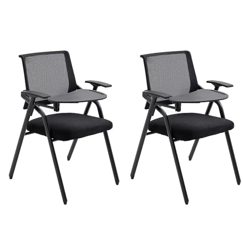 zxhrybh Klappstuhl mit Armlehnen, mit Schreibtafel für Besprechungszimmer, Schule, Klappsessel, Campingstuhl für Kleine Räume, Teenager (Color : Black, Size : Chair+Table)