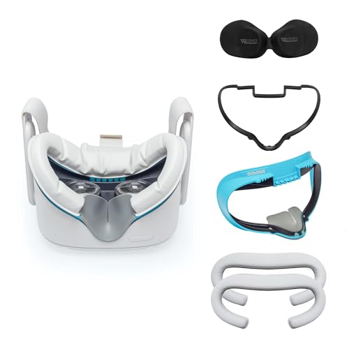 VR Cover Facial Interface and Foam Replacement Set with Lens Protector Cover for Meta/Oculus Quest 2 (Virtual Reality Oasis Edition with Glasses Spacer)