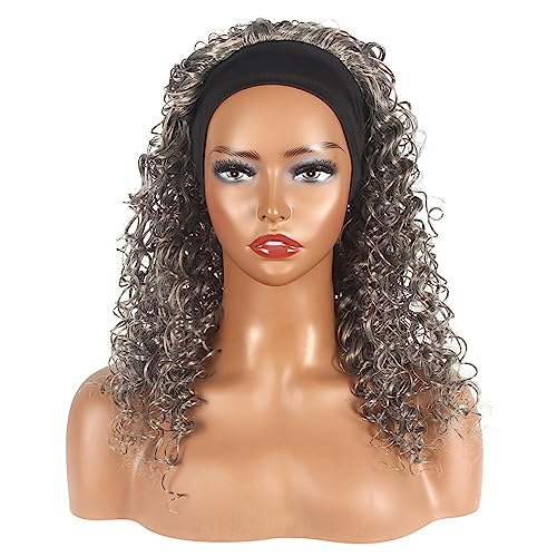 Damen-Haarband-Perücke, modisches flauschiges graues langes lockiges Haar, schlankes Kopfset Modedekoration