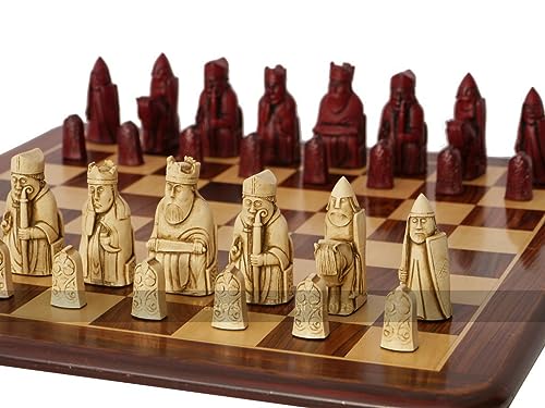 Berkeley Chess Replica Isle of Lewis Chess Set by Made in The UK - Lewis Chessmen in Cream and Red with 3.5 inch King - Chess Pieces Only, Chessboard not Included