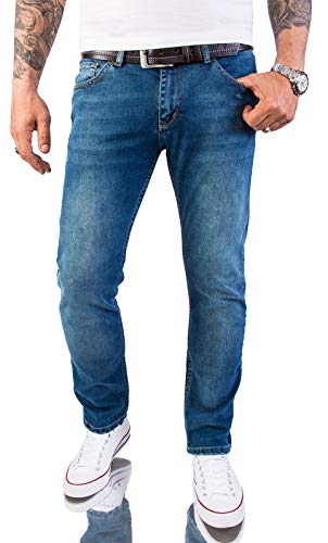 Rock Creek Herren Jeans Hose Slim Fit Stretch Jeans Herrenjeans Herrenhose Denim Stonewashed Blau Raw RC-2147 Dabuwall W29 L32